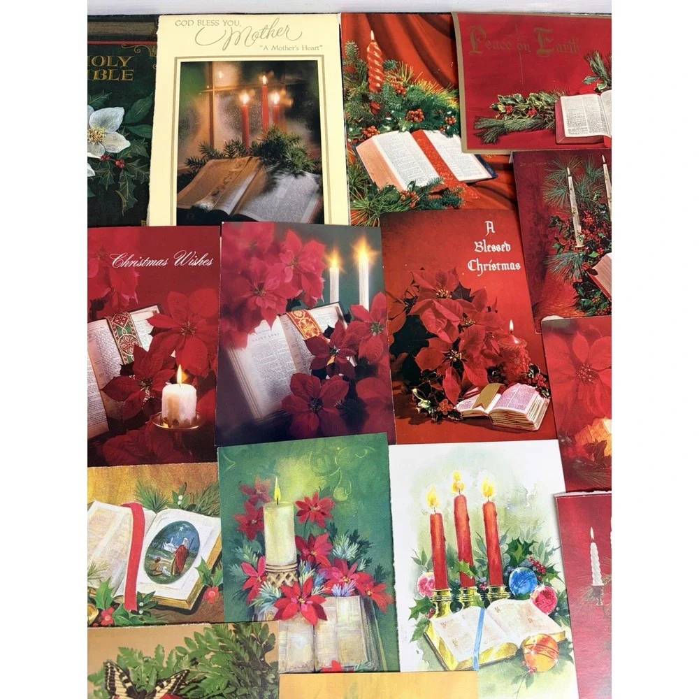 Vintage Christmas Cards Fronts ONLY Bibles Scrapbooking Decoupage Lot of 50+